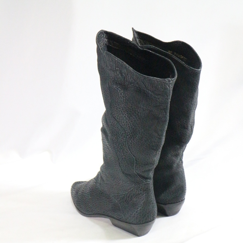 BOOTALINOS Black Grain Leather Pull On Boots Sz 9 US Women - Picture 7 of 8